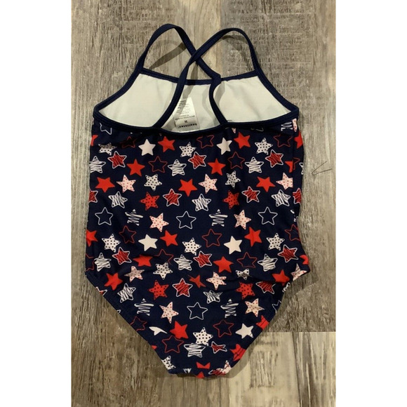 Healthtex Toddler Girl Red White Blue Star Americana Print Racerback Swimsuit 3T - Picture 3 of 3